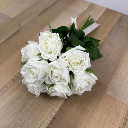 White Large Real Touch Rose Bridal Bouquet