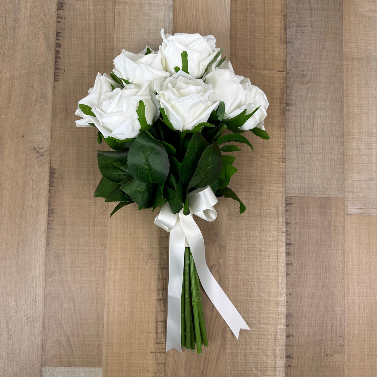 White Large Real Touch Rose Bridal Bouquet