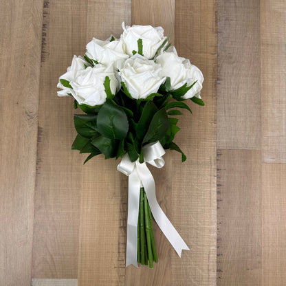 White Large Real Touch Rose Bridal Bouquet