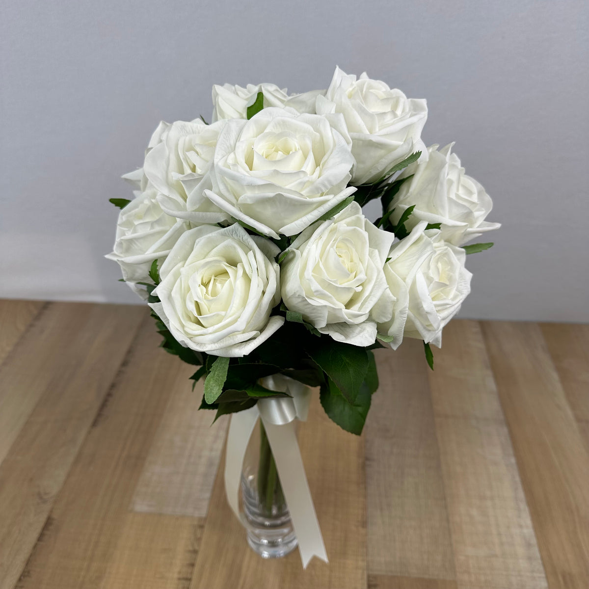 White Large Real Touch Rose Bridal Bouquet