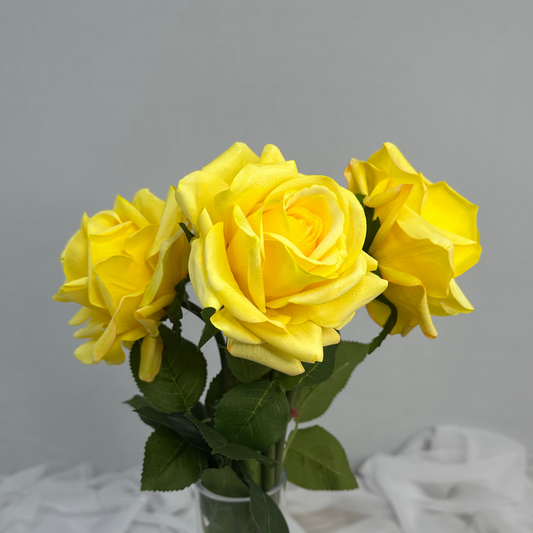 Yellow Royal Real Touch Rose - Realistic Artificial Flowers