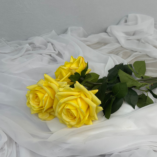 Yellow Royal Real Touch Rose- Realistic Artificial Flowers
