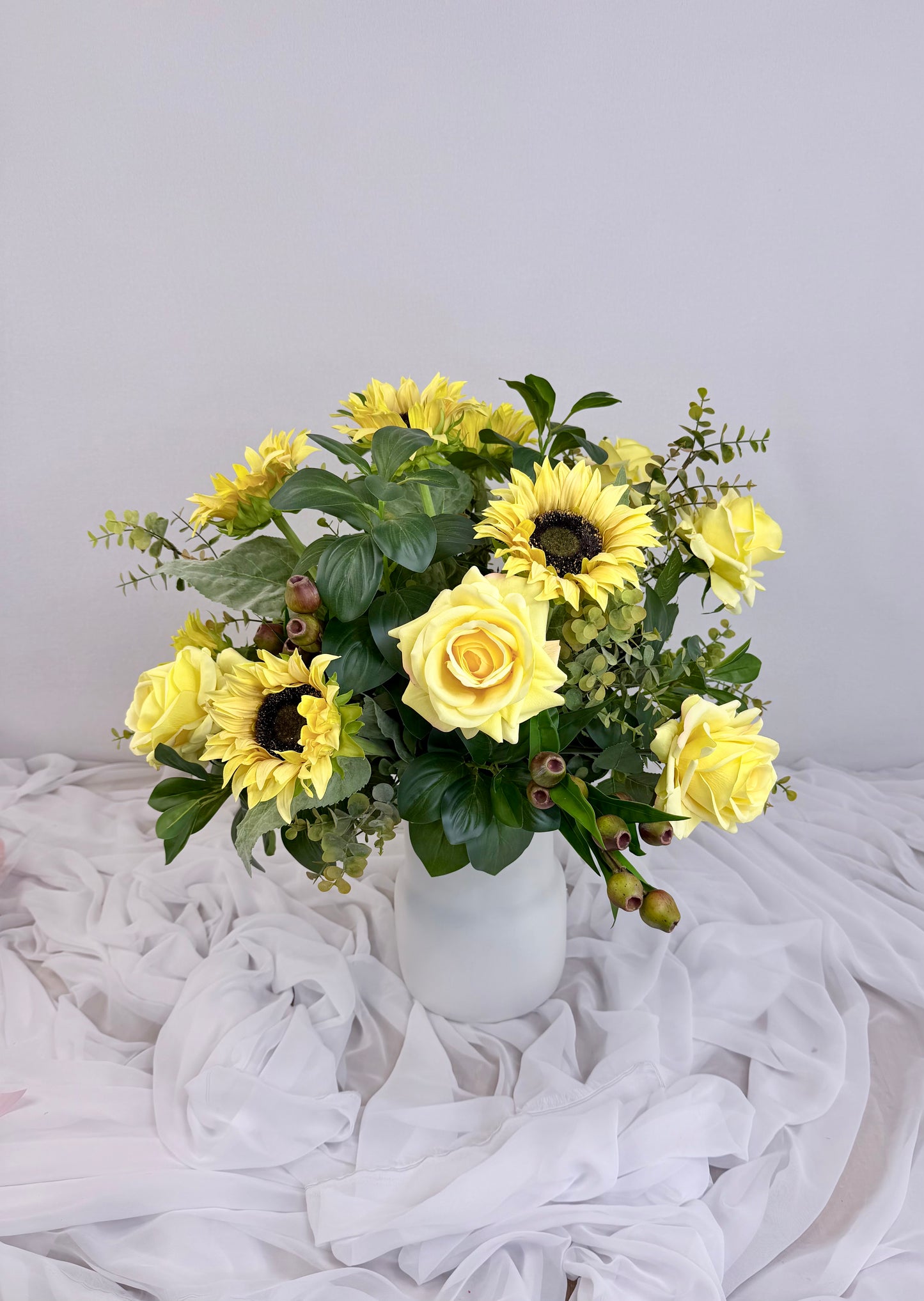 Yellow Rose and Real Touch Sunflower Arrangement