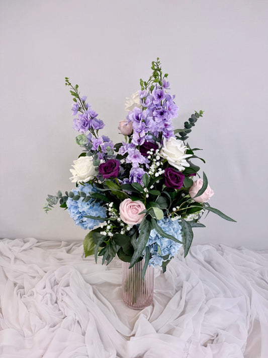 Lavender and Blue Real Touch Bouquet of Flowers.
