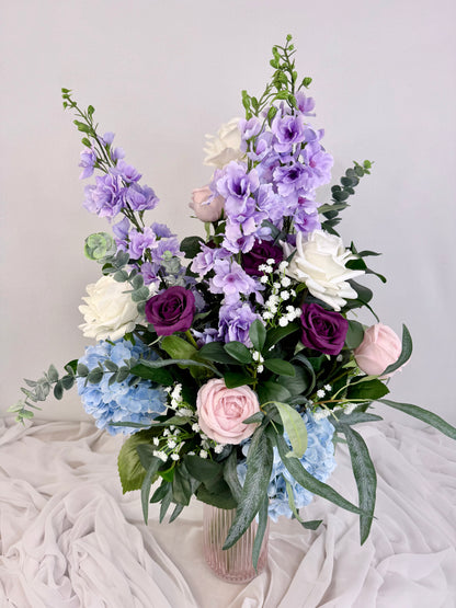 Lavender and Blue Real Touch Bouquet of Flowers.