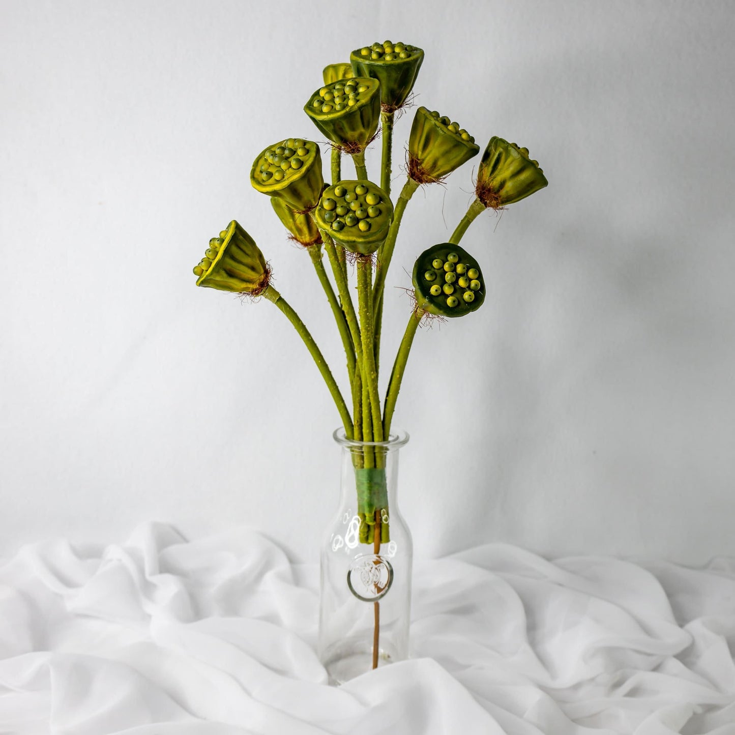 artificial Lotus Pod in clear vase