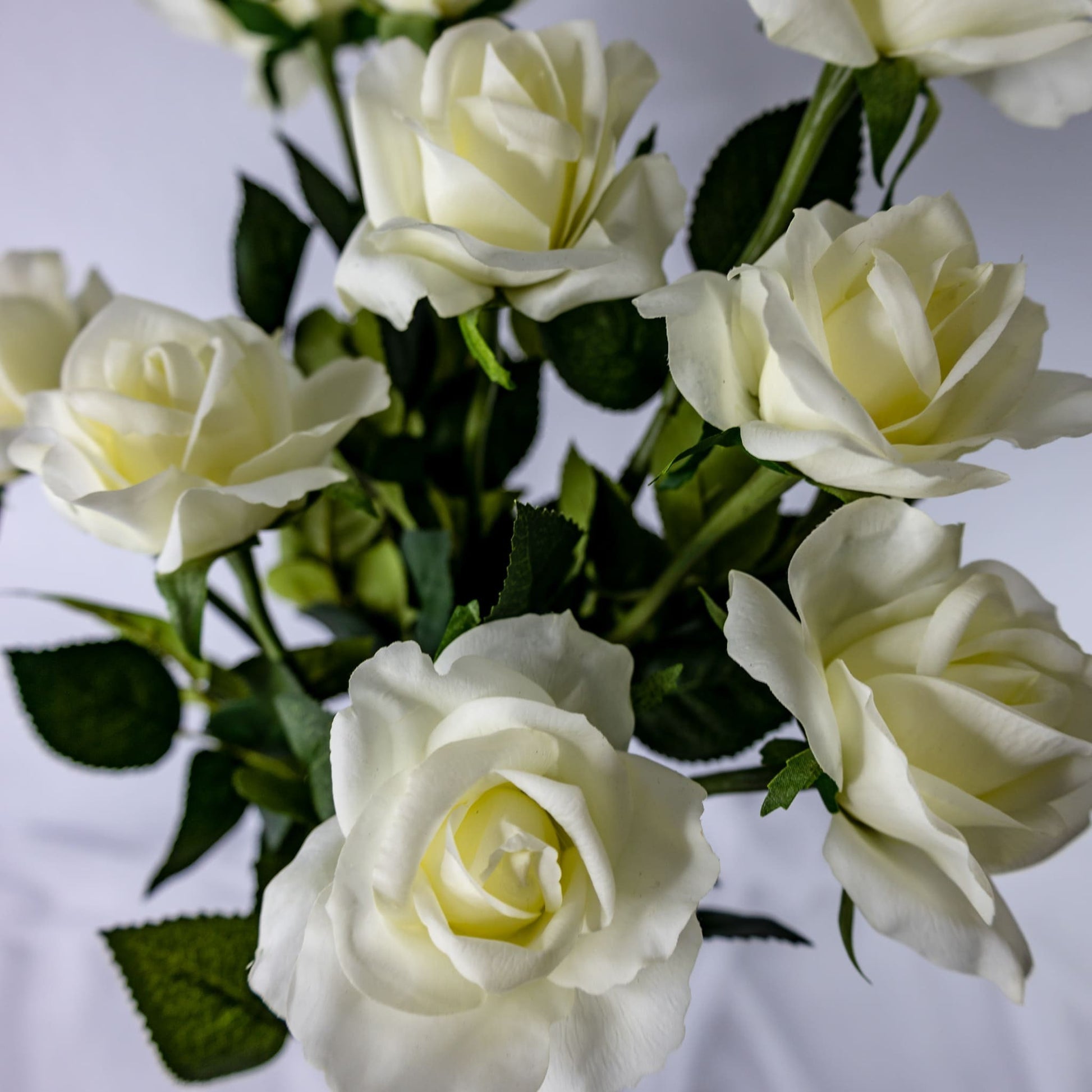 Off White Real Touch Open Bloom Rose - Realistic Artificial Flowers