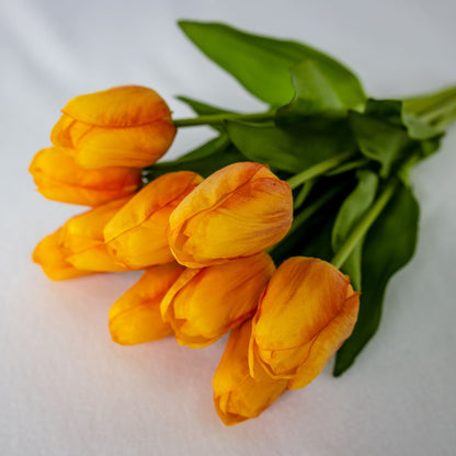 Orange Real Touch Tulips - Realistic Artificial Flowers