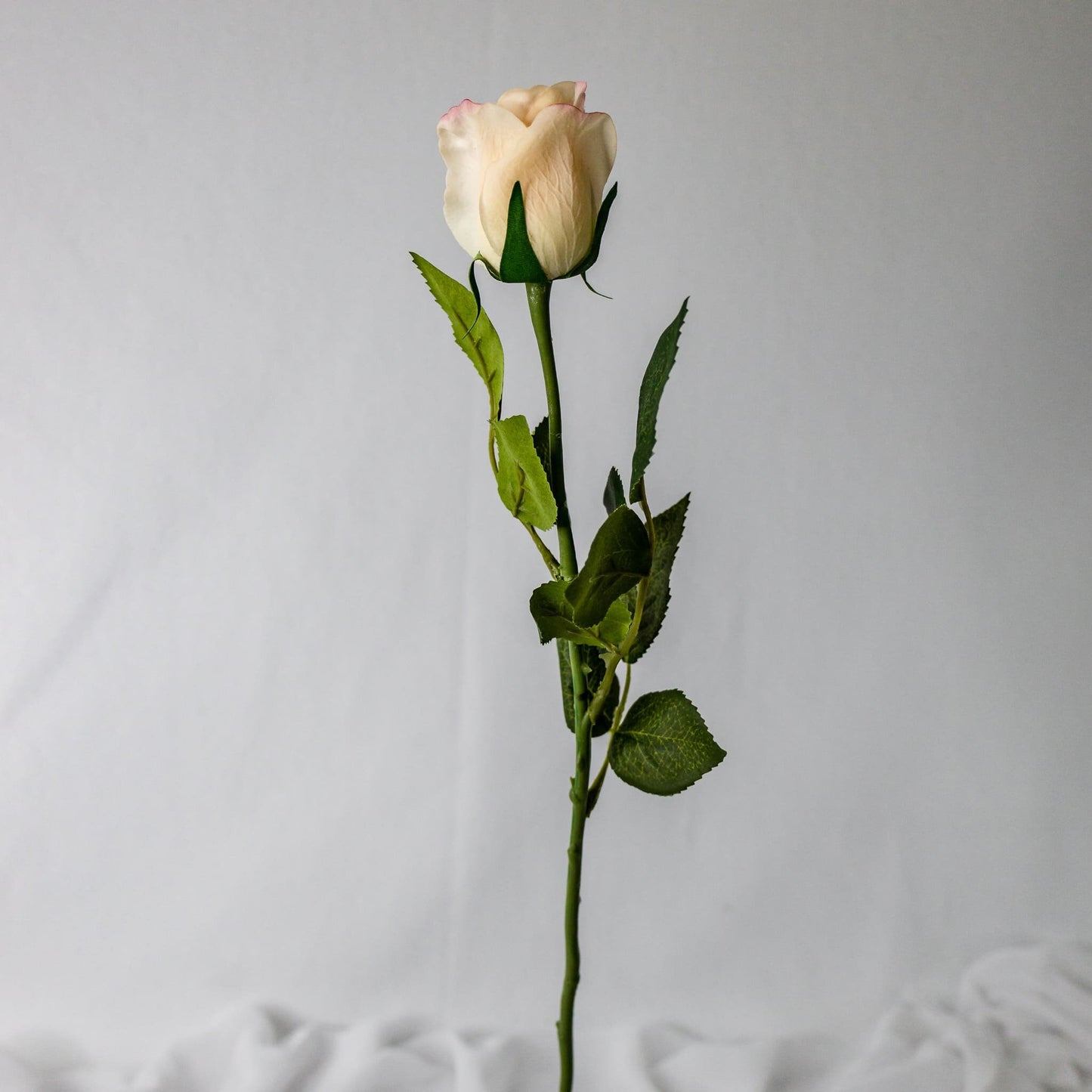 Pale Peach Real Touch Open Bud Rose - Realistic Artificial Flowers