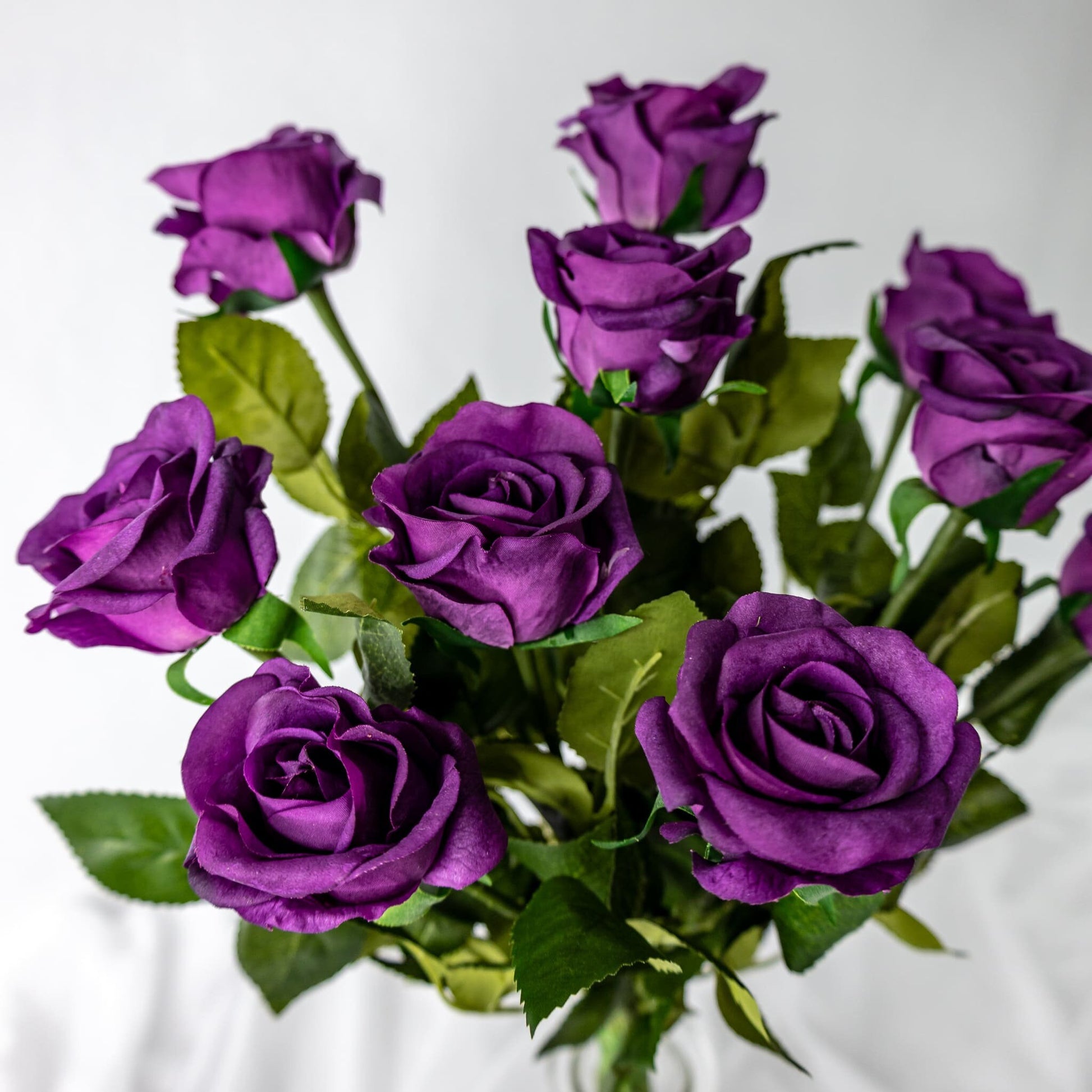 artificial Purple Real Touch Half Bloom Roses