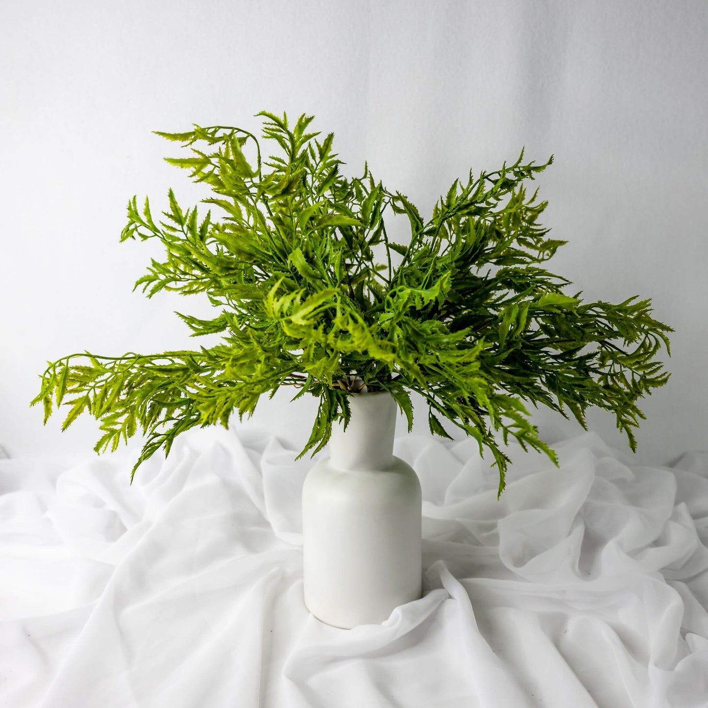 artificial Rainforest Fern in white vase