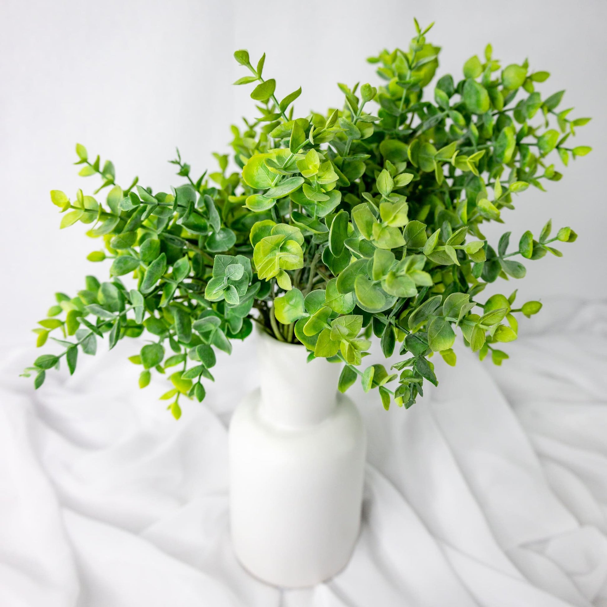 artificial Green Short Mini Gum Green in white vase