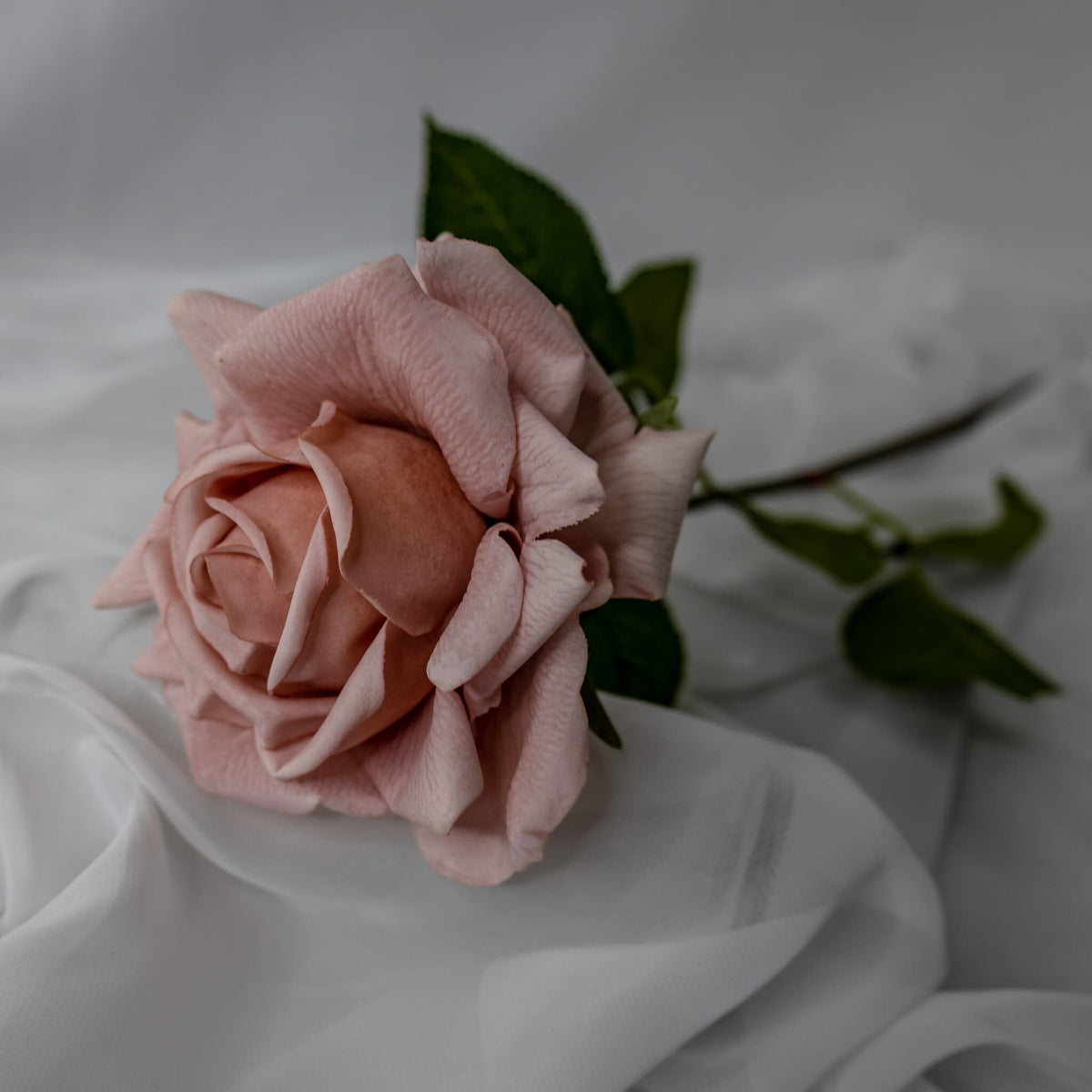 Dusty Pink Real Touch Full Bloom Rose – Realistic Artificial Flowers