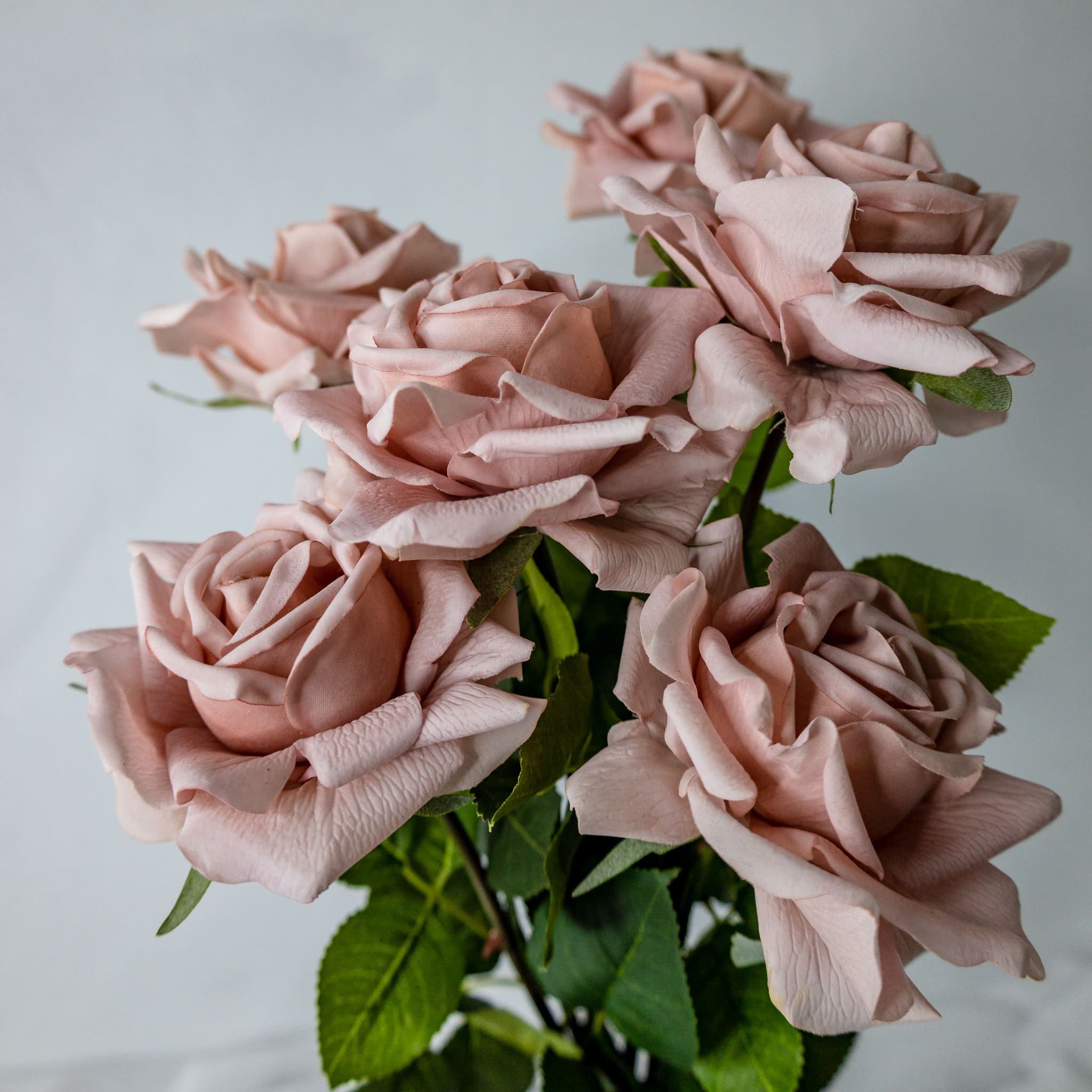 Dusty Pink Rose Real Touch Full Bloom - Realistic Artificial Flowers