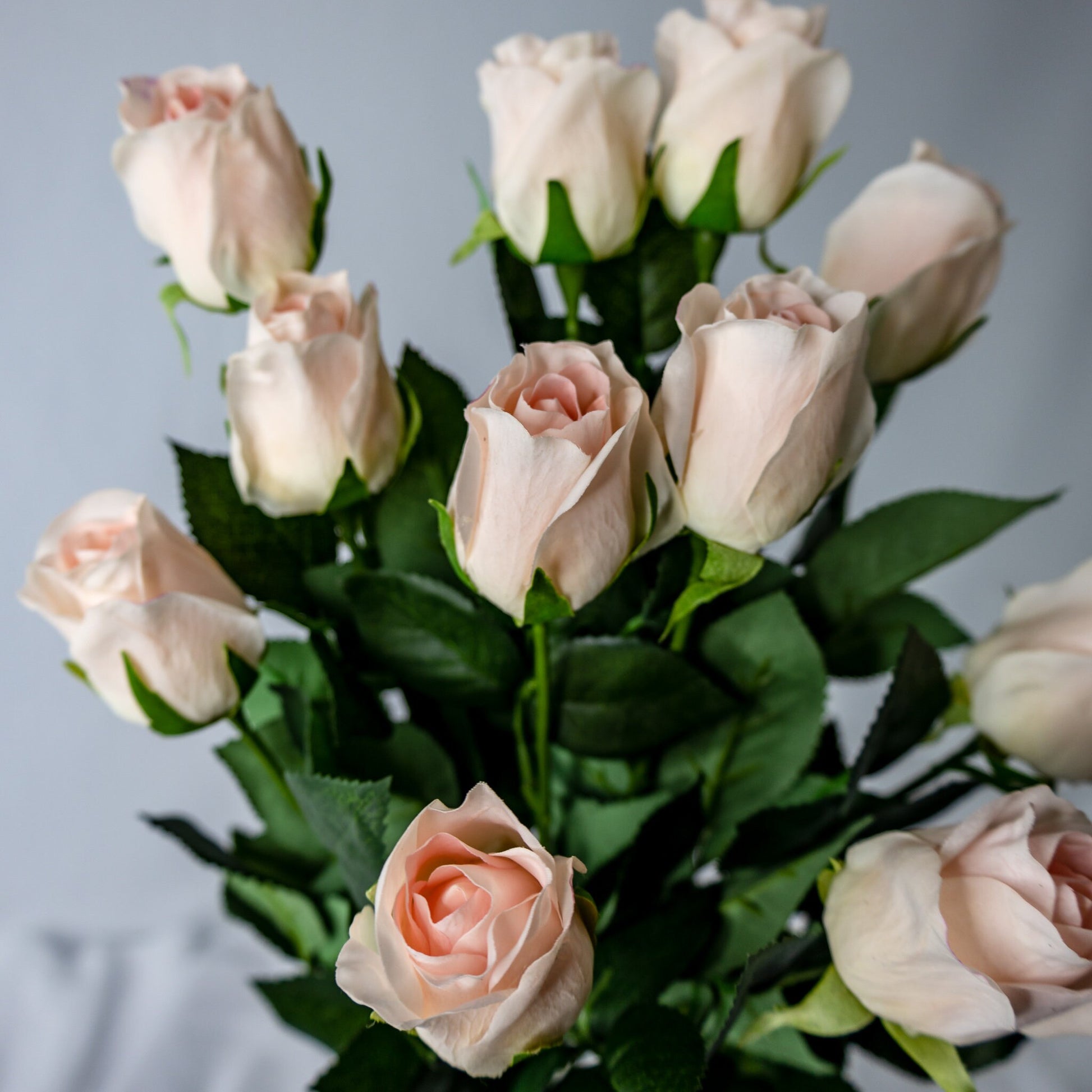 Light Pink Real Touch Open Bud Rose  - Realistic Artificial Flowers