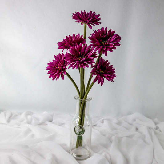 artificial Fuchsia Gerbera in glass vase