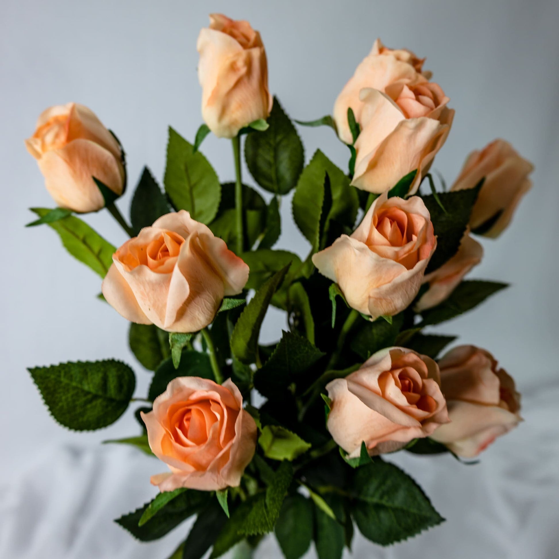Coral Real Touch Open Bud Rose - Realistic Artificial Flowers