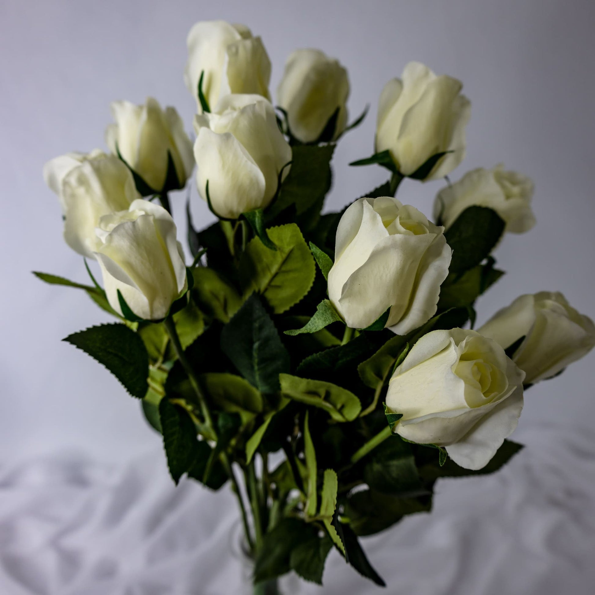 Bridal White Real Touch Open Bud Rose - Realistic Artificial Flowers