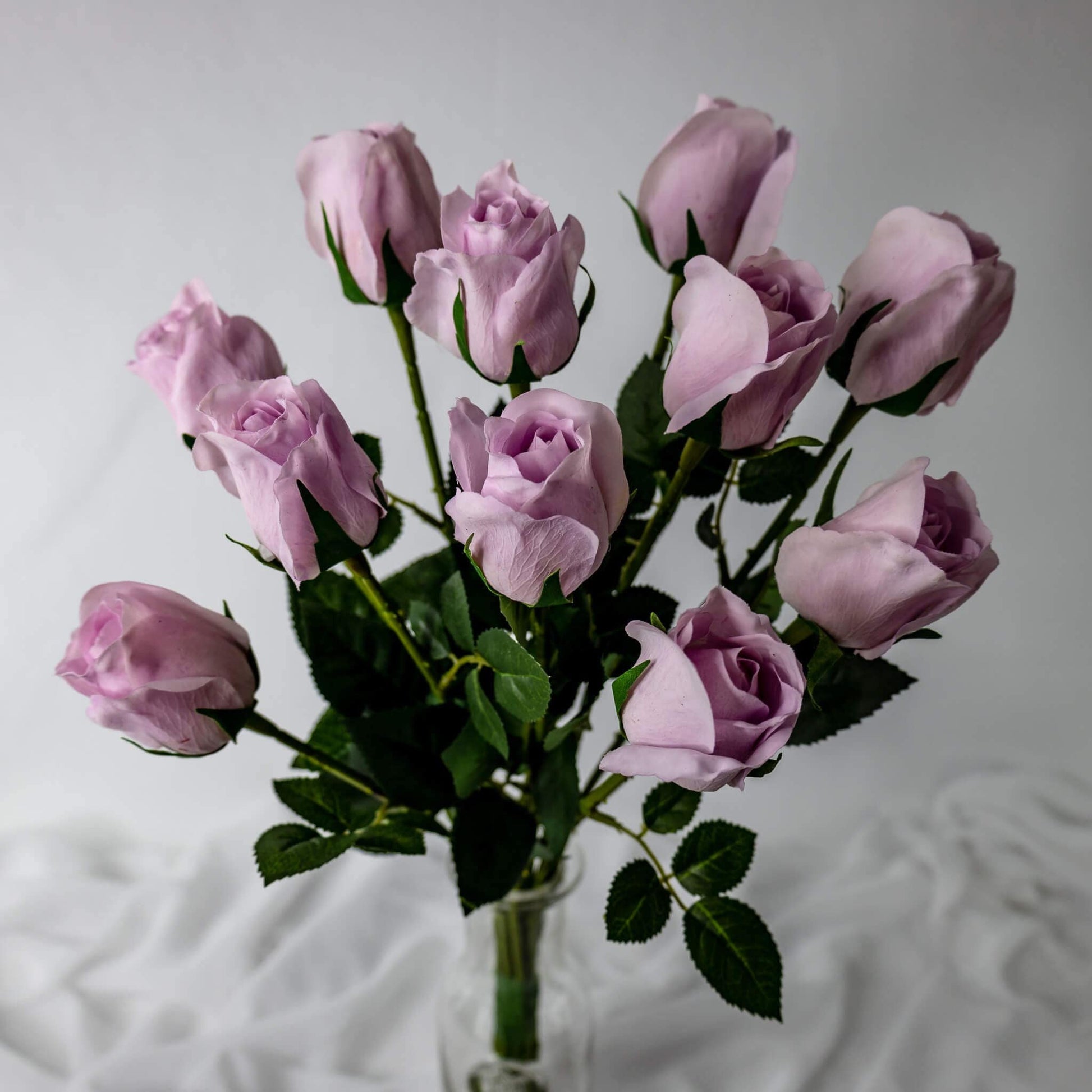 Blue Moon Real Touch Open Bud Roses - Realistic Artificial Flowers