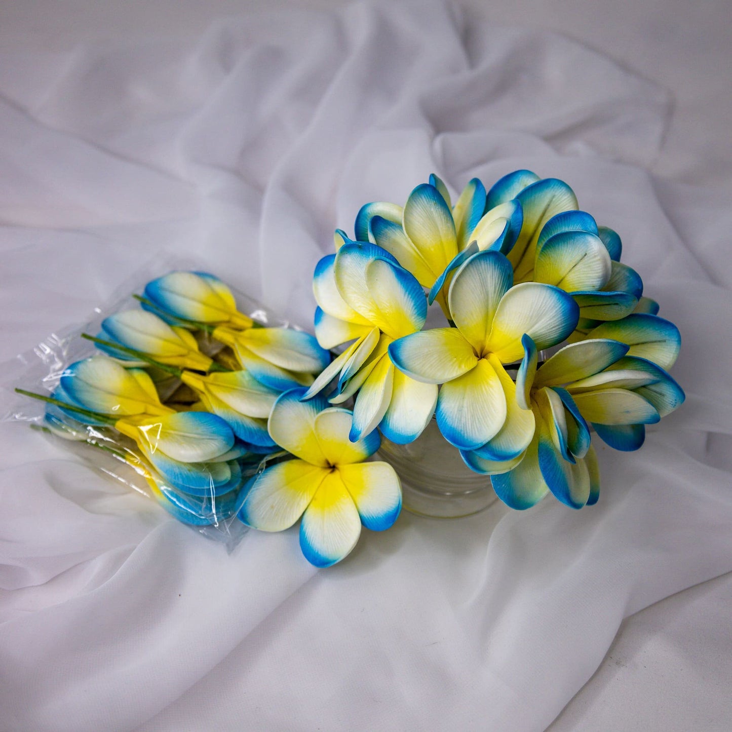 Sky Blue Frangipani Flowerhead ( 6 Pack )  -Realistic Artificial Flowers