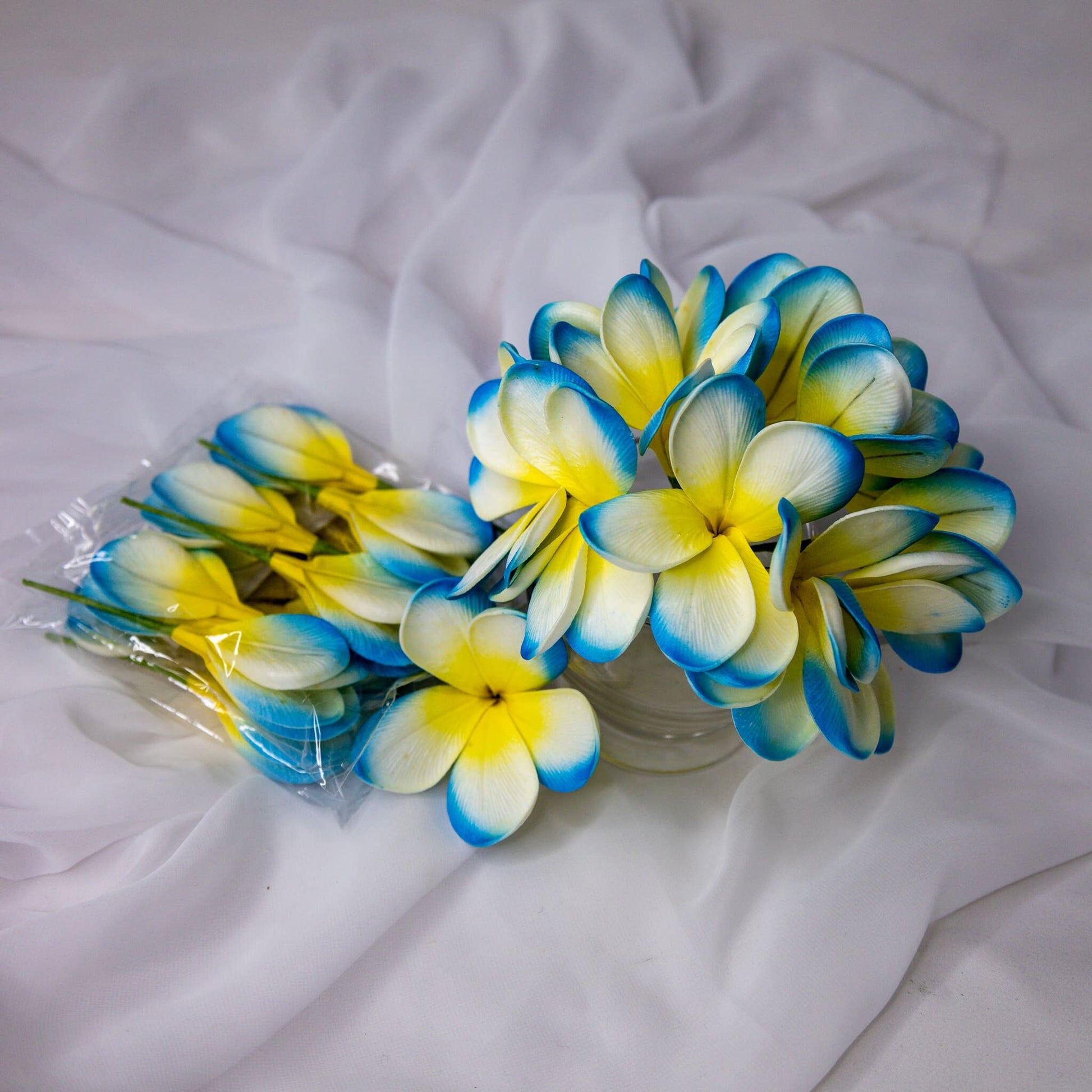 Sky Blue Frangipani Flowerhead ( 6 Pack )  -Realistic Artificial Flowers