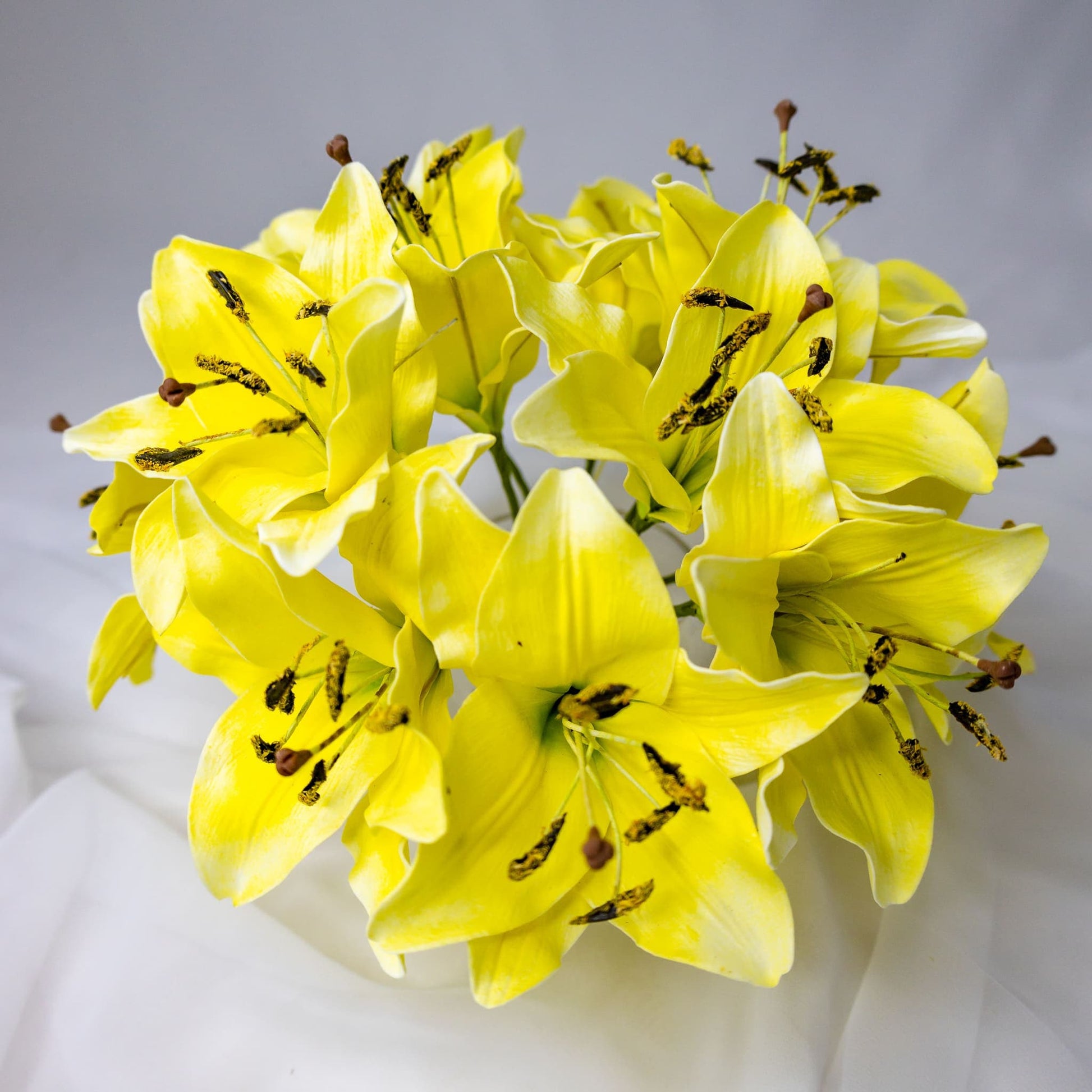 Yellow Asiatic Lily Flowerhead - Realistic Artificial Flowers