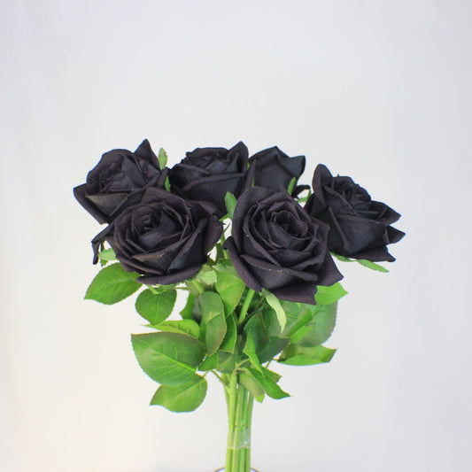 Black Large Real Touch Rose - Realistic Artificial Flowers
