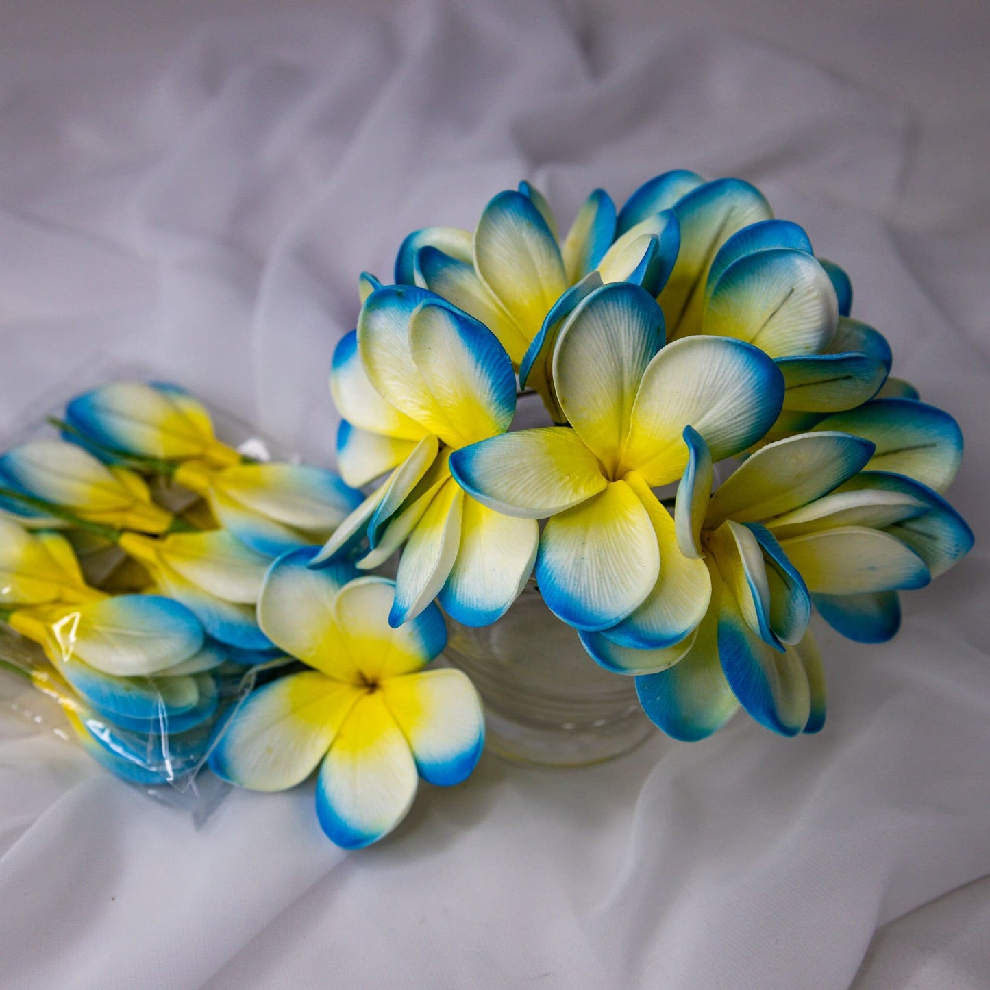 Sky Blue Frangipani Flowerhead ( 6 Pack )  -Realistic Artificial Flowers