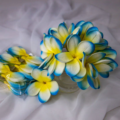 Sky Blue Frangipani Flowerhead ( 6 Pack )  -Realistic Artificial Flowers