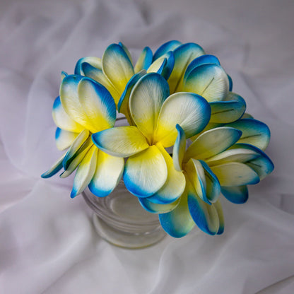 Sky Blue Frangipani Flowerhead ( 6 Pack )  -Realistic Artificial Flowers