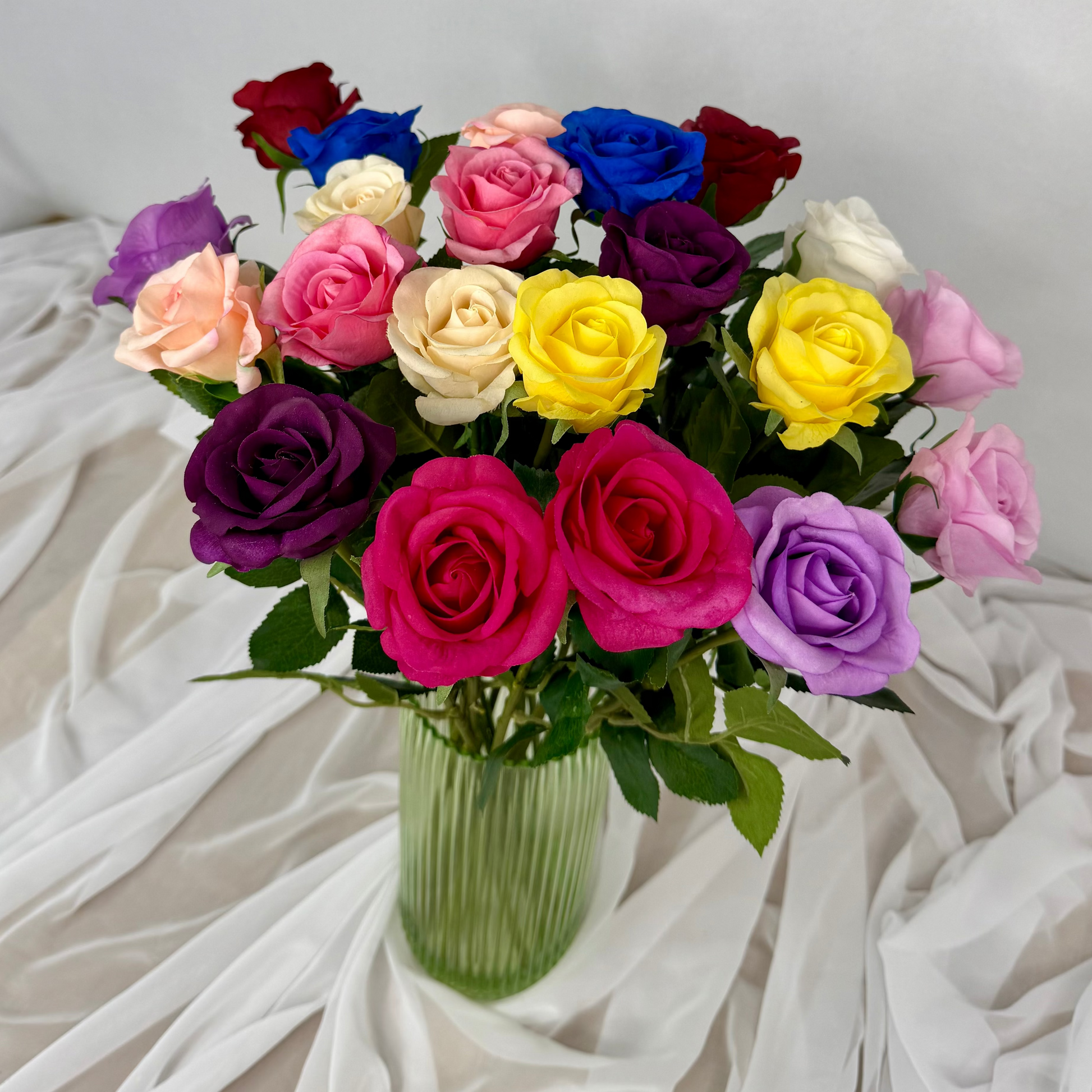 Multi- Coloured Rose Bouquet Gift Wrapped – Realistic Artificial Flowers