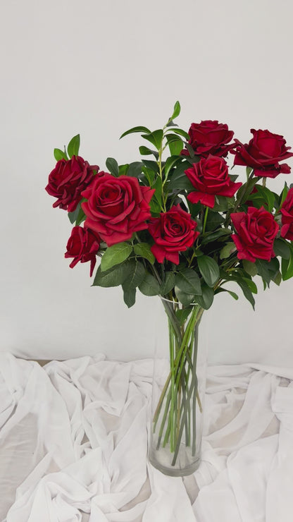 Dozen Red Rose Bouquet - Realistic Artificial Flowers