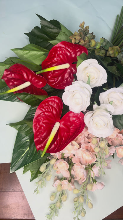 The Scarlet Stem - Realistic Artificial Anthurium Arrangement