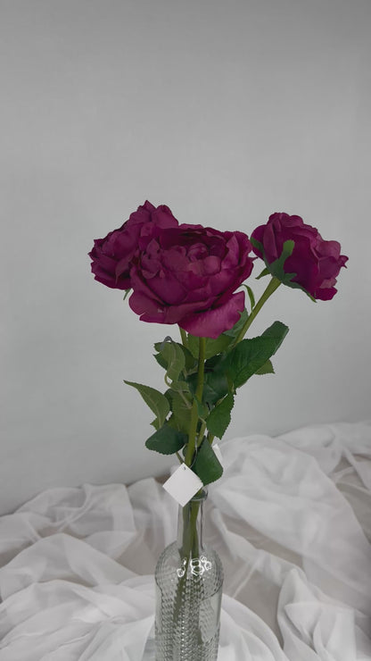 Cranberry Real Touch David Austin Half Bloom Rose - Realistic Artificial Flowers