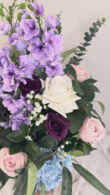 Lavender and Blue Real Touch Bouquet of Flowers.