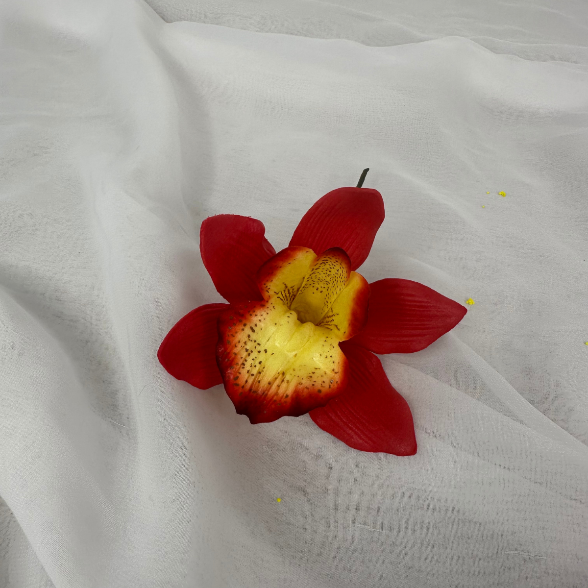 Red Cymbidium Orchid Single Stem 7cm – Realistic Artificial Flowers