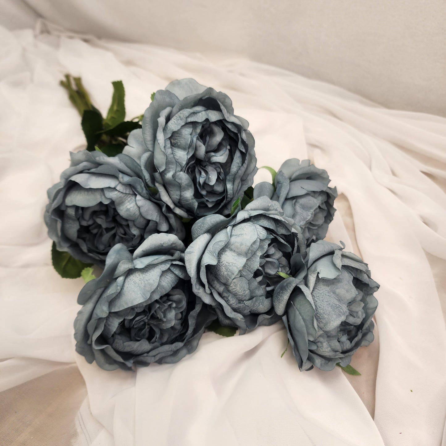 Duck Egg Blue David Austin Half Bloom Real Touch Rose - Realistic Artificial Flowers