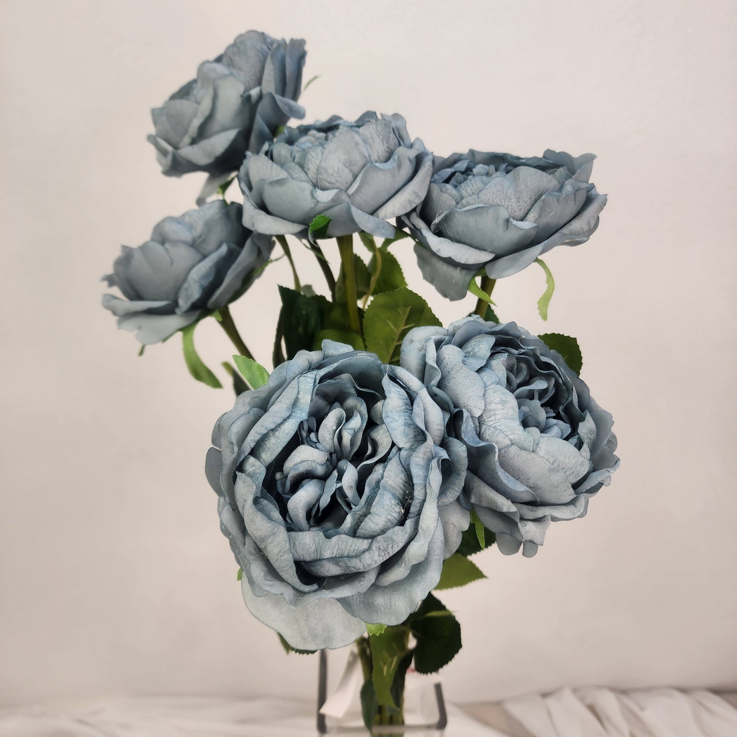 Duck Egg Blue David Austin Half Bloom Real Touch Rose - Realistic Artificial Flowers