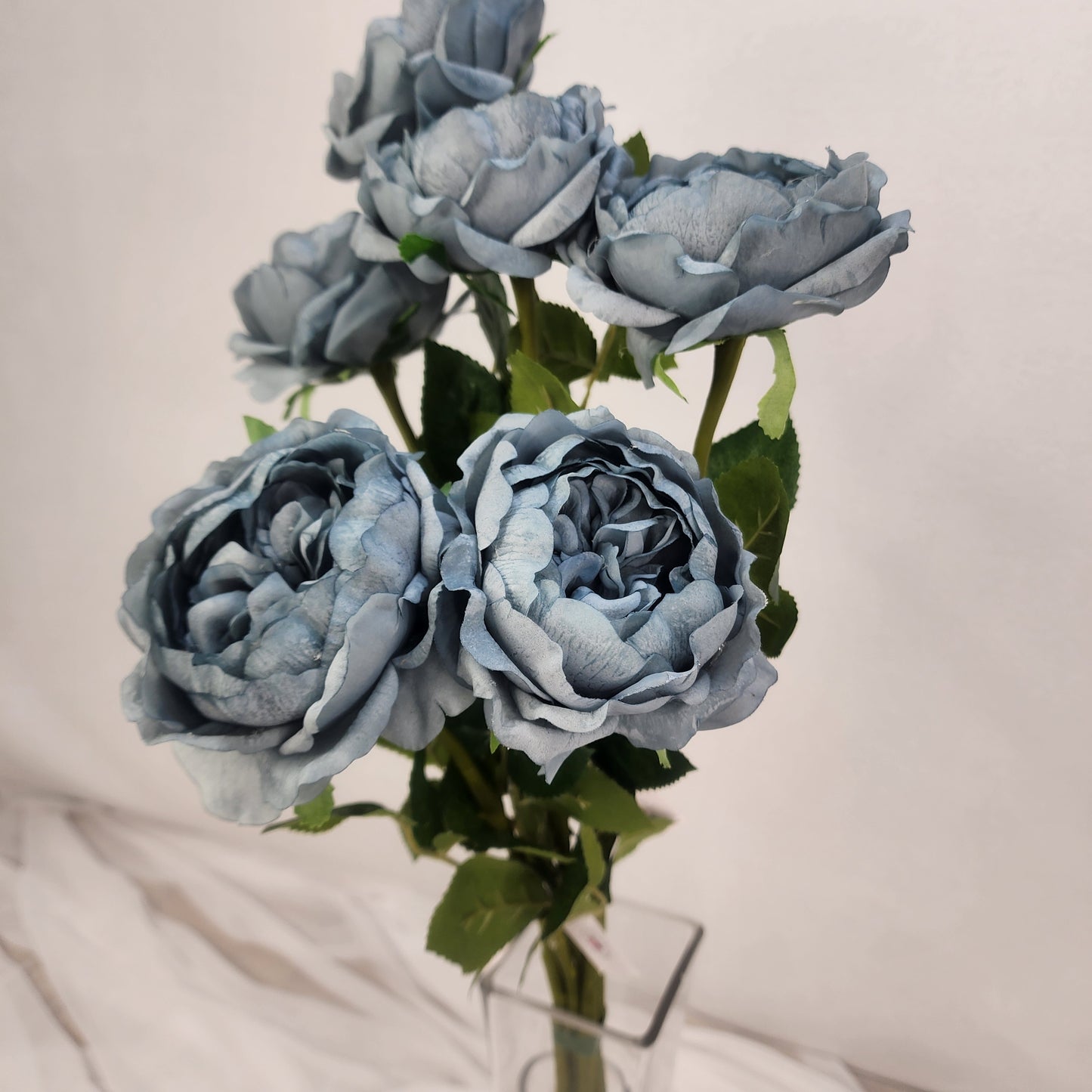 Duck Egg Blue David Austin Half Bloom Real Touch Rose - Realistic Artificial Flowers