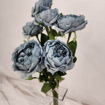 Duck Egg Blue David Austin Half Bloom Real Touch Rose - Realistic Artificial Flowers
