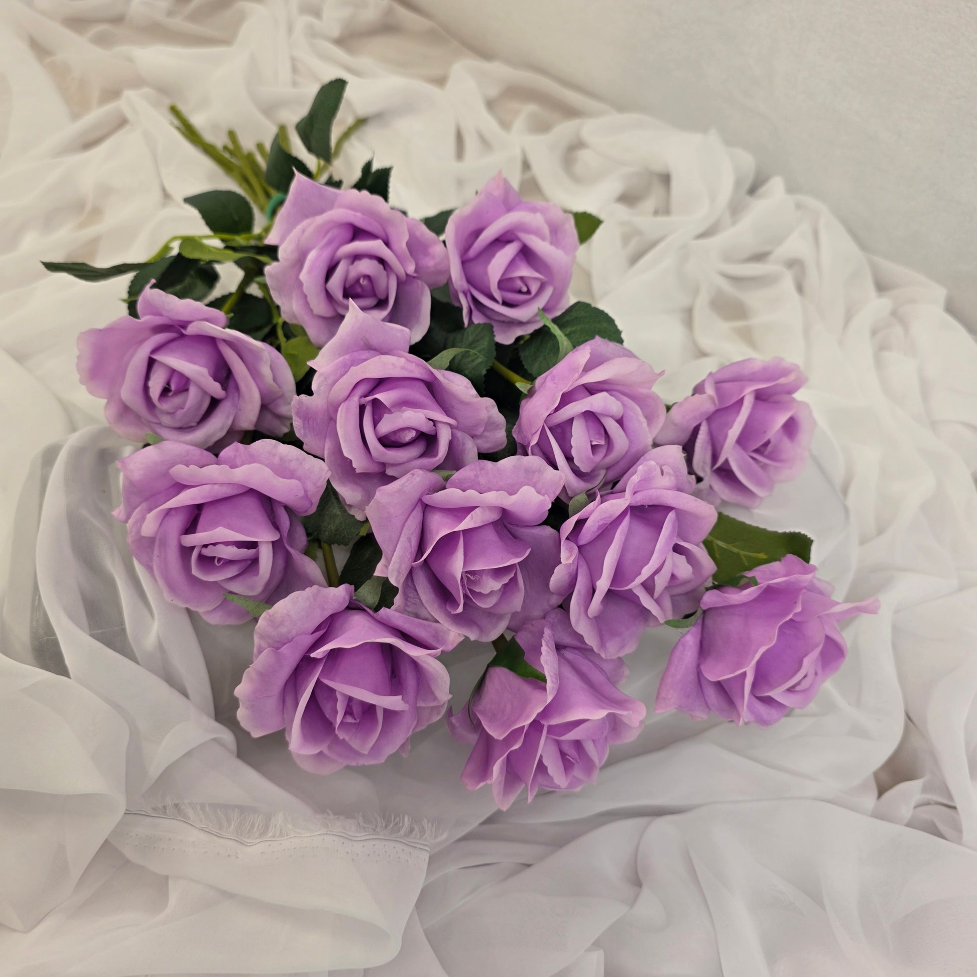 Lilac Real Touch Open Bloom Rose - Realistic Artificial Flowers