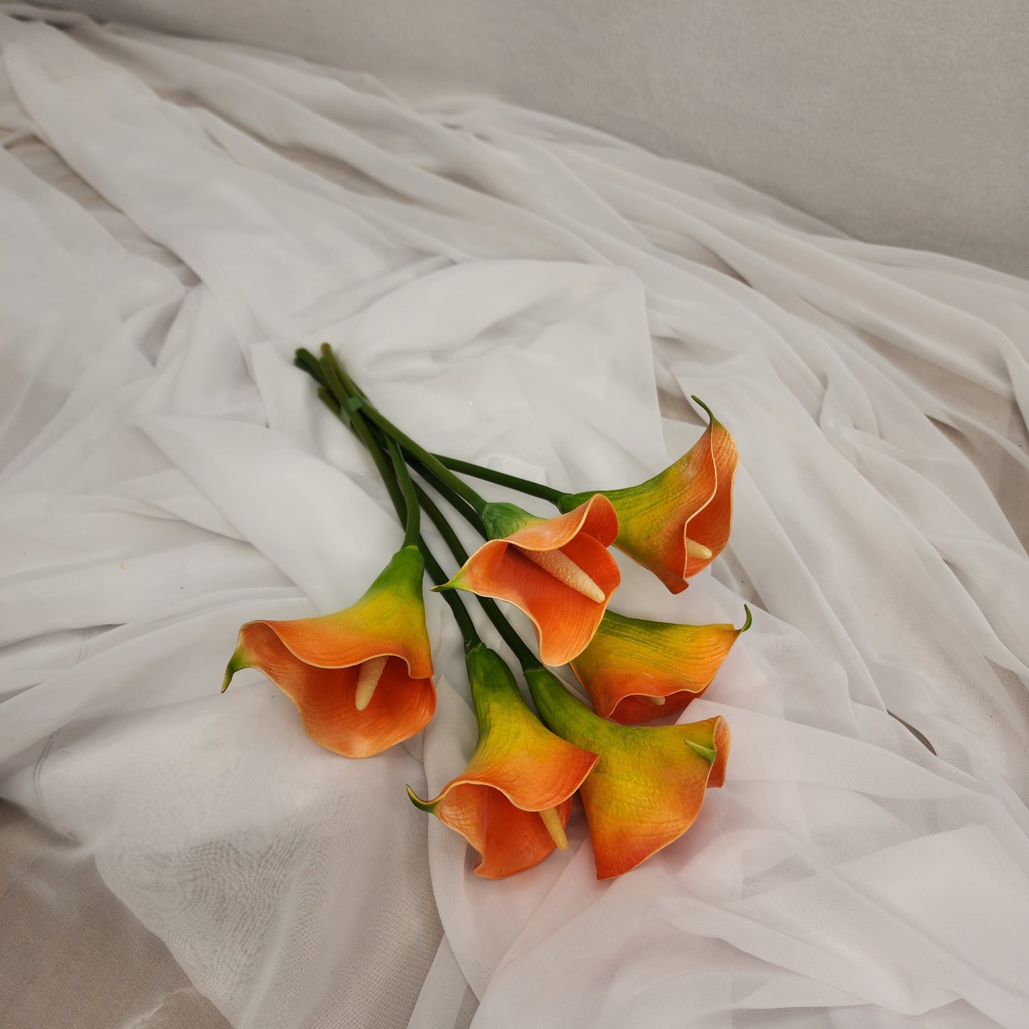 Orange Mini Calla Lily  - Realistic Artificial Flowers