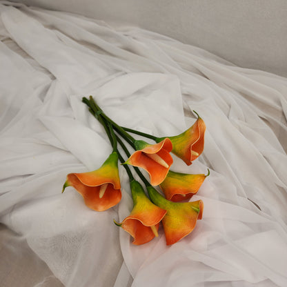 Orange Mini Calla Lily  - Realistic Artificial Flowers
