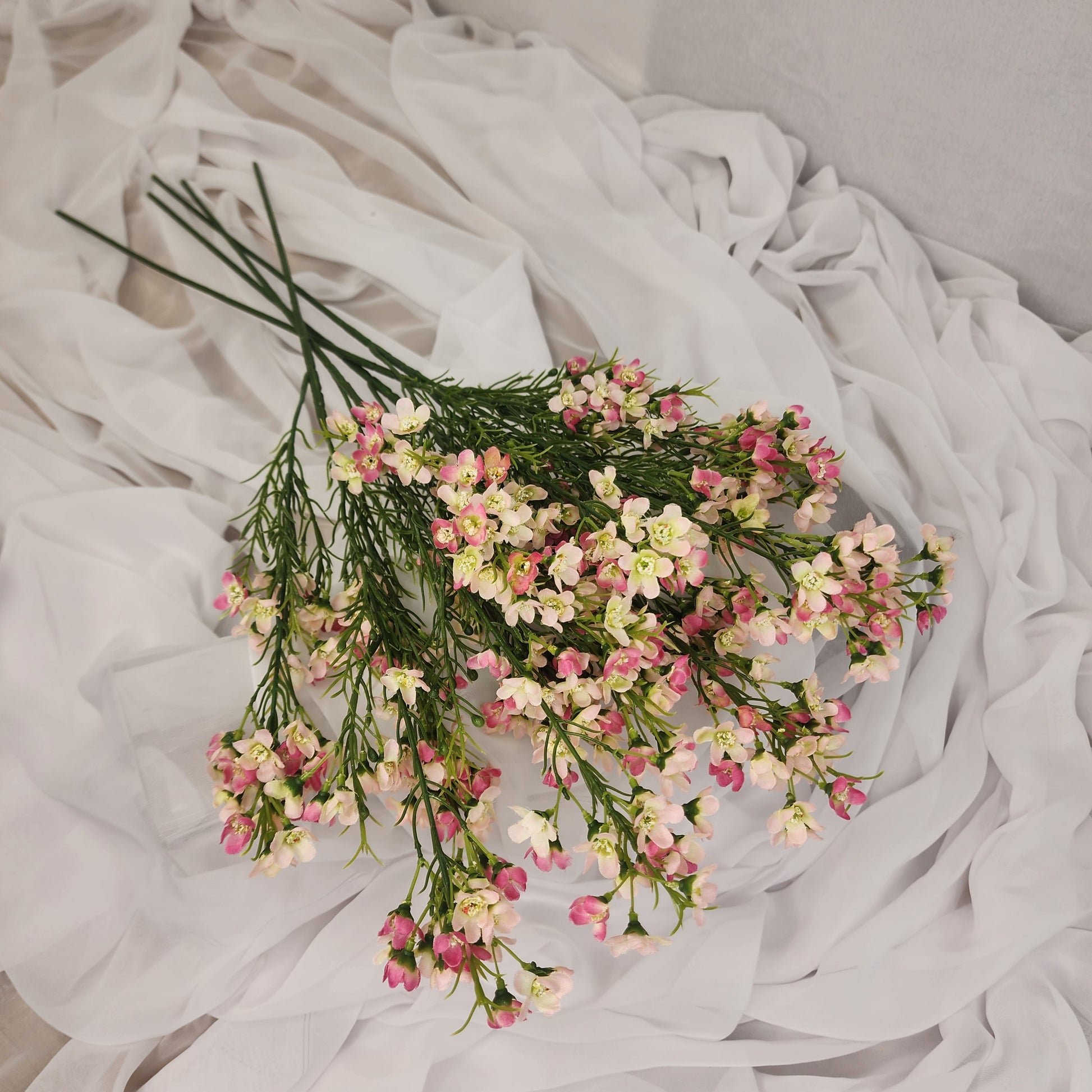Wax Flower Spray Pale Pink - Realistic Artificial Flowers