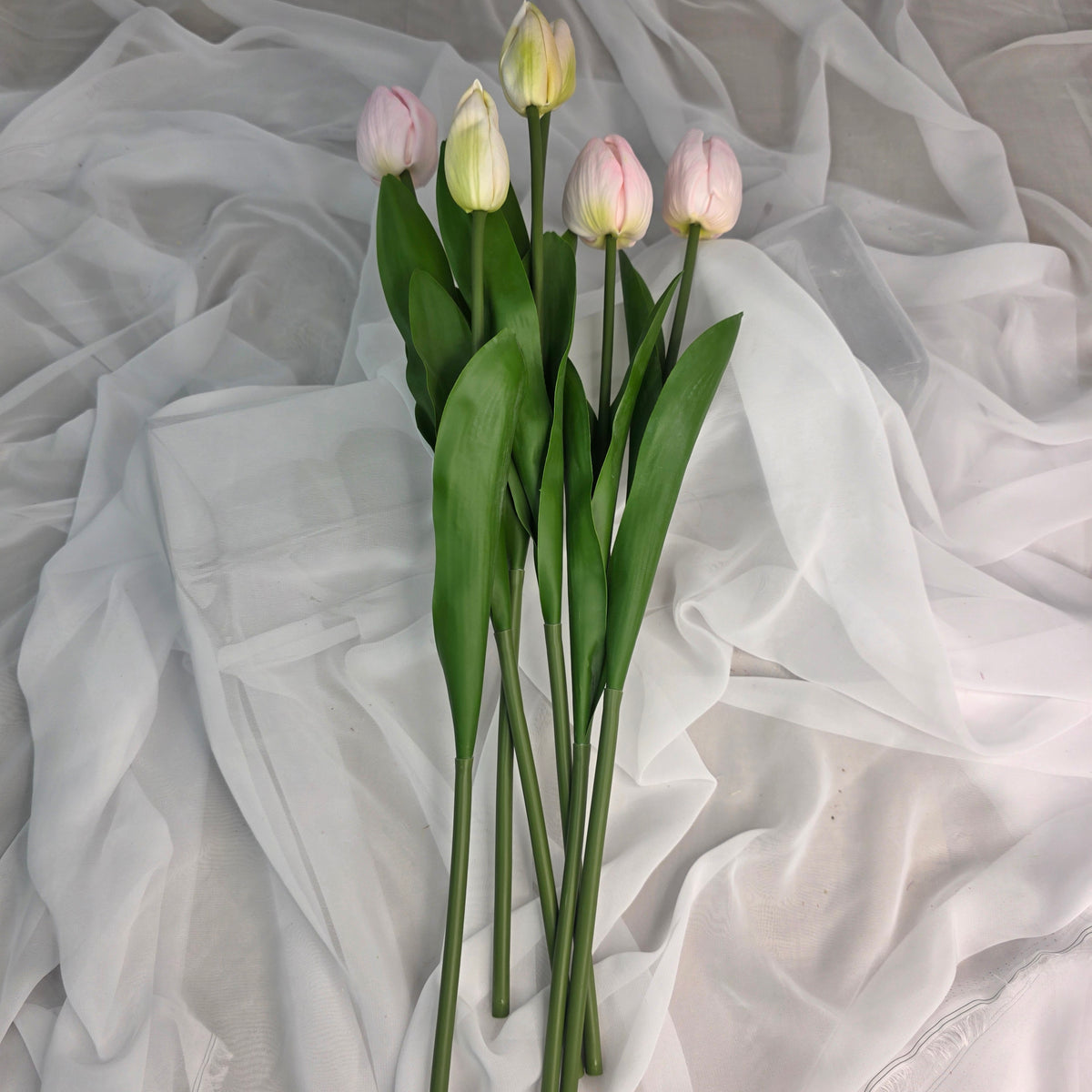 Light Pink Tulip Real Touch Bud and Bloom -Realistic Artificial Flowers