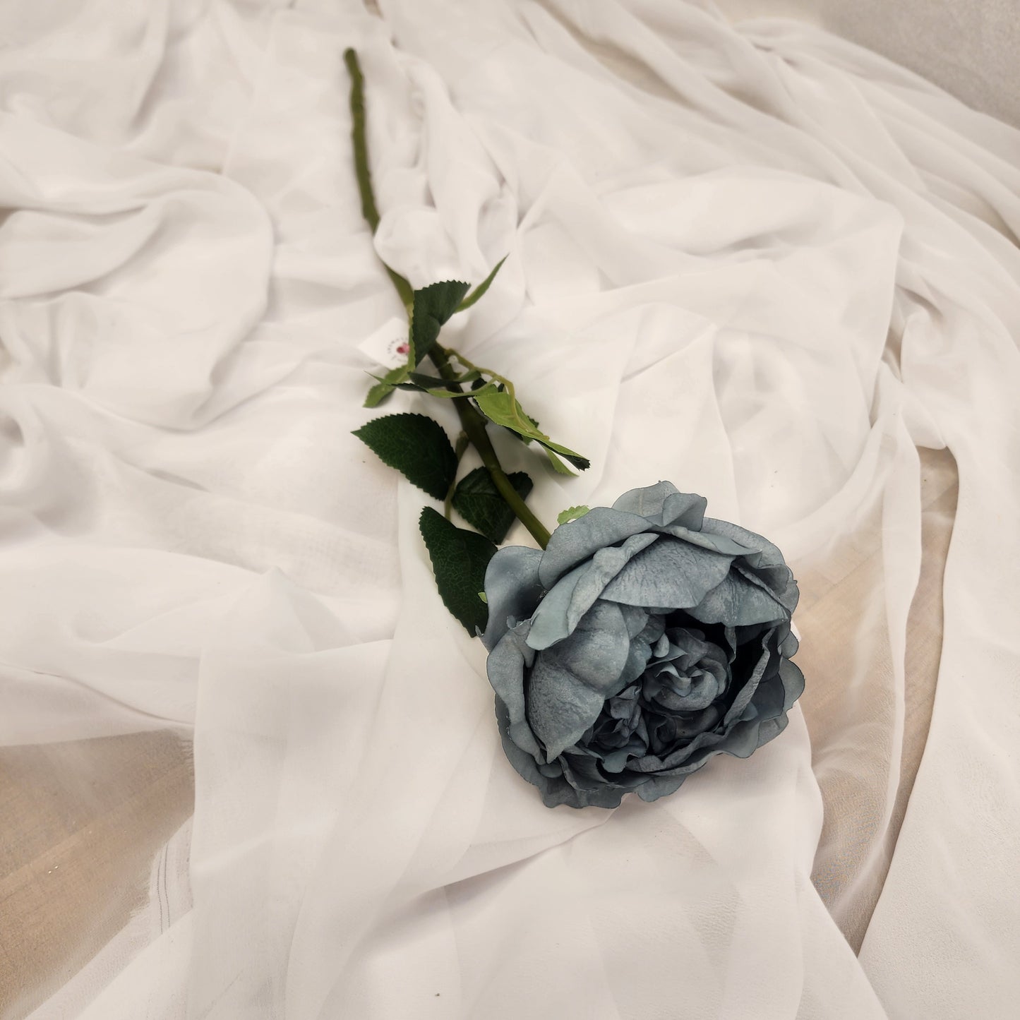 Duck Egg Blue David Austin Half Bloom Real Touch Rose - Realistic Artificial Flowers