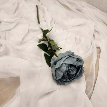 Duck Egg Blue David Austin Half Bloom Real Touch Rose - Realistic Artificial Flowers