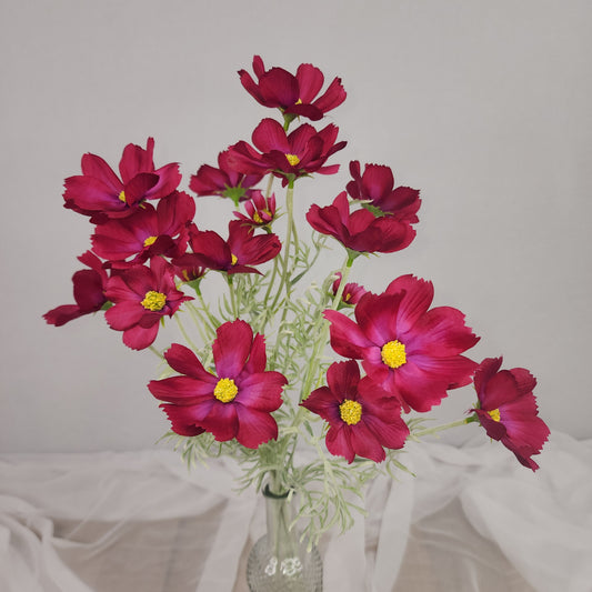 Burgundy Cosmos Spray - Realistic Artificial Flowers
