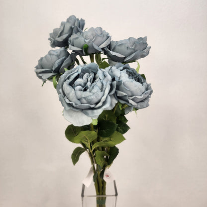 Duck Egg Blue David Austin Half Bloom Real Touch Rose - Realistic Artificial Flowers