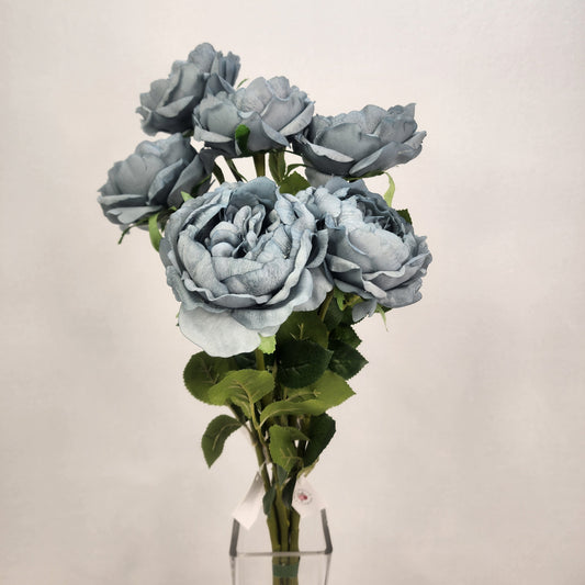 Duck Egg Blue David Austin Half Bloom Real Touch Rose - Realistic Artificial Flowers